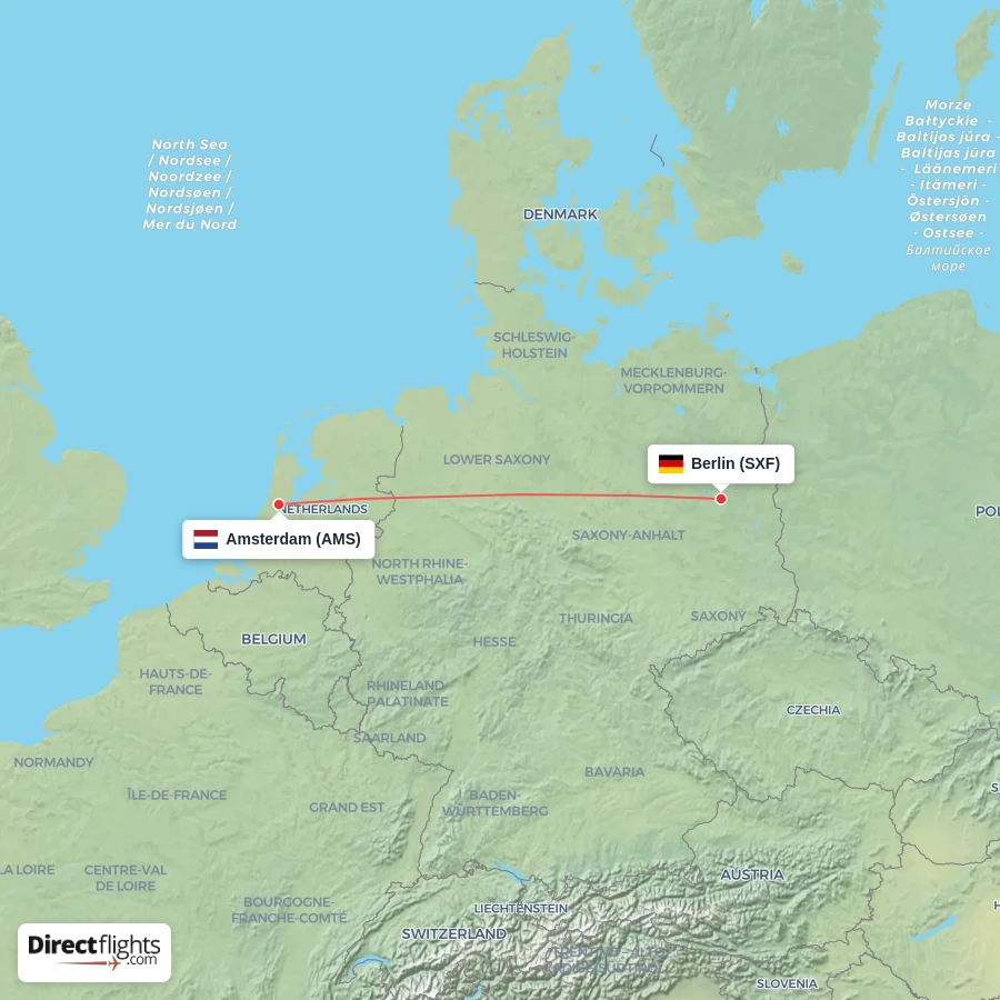 SXF - AMS route map