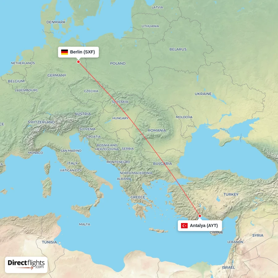 SXF - AYT route map