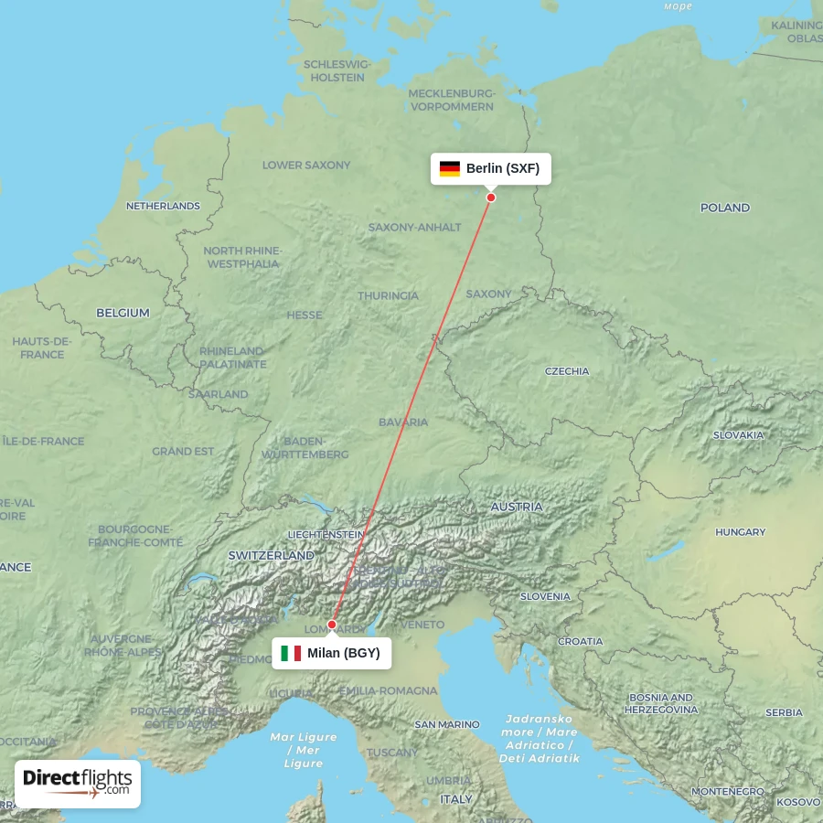 SXF - BGY route map