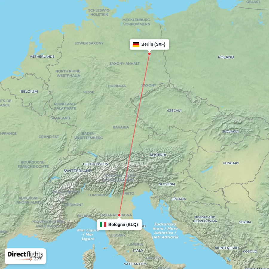 SXF - BLQ route map