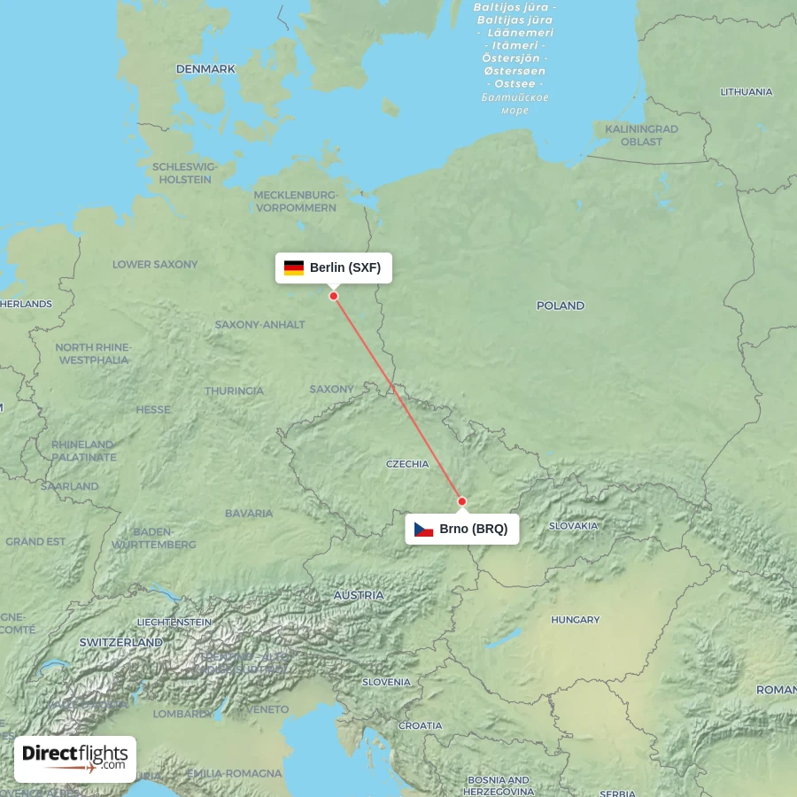 SXF - BRQ route map