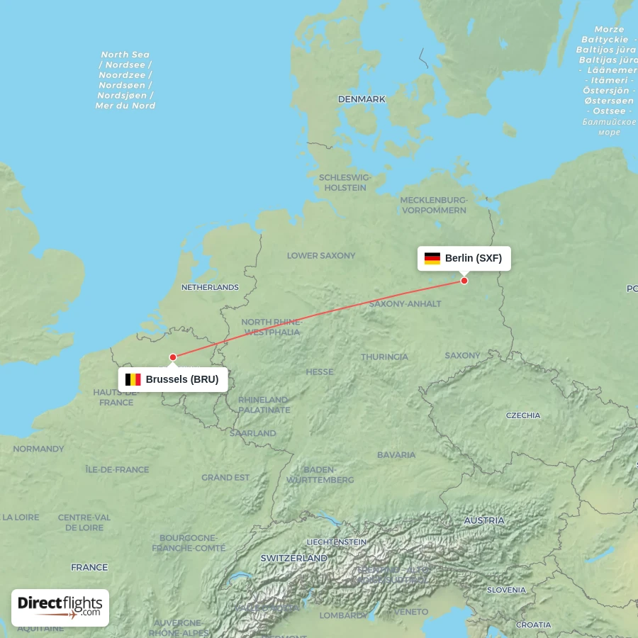 SXF - BRU route map