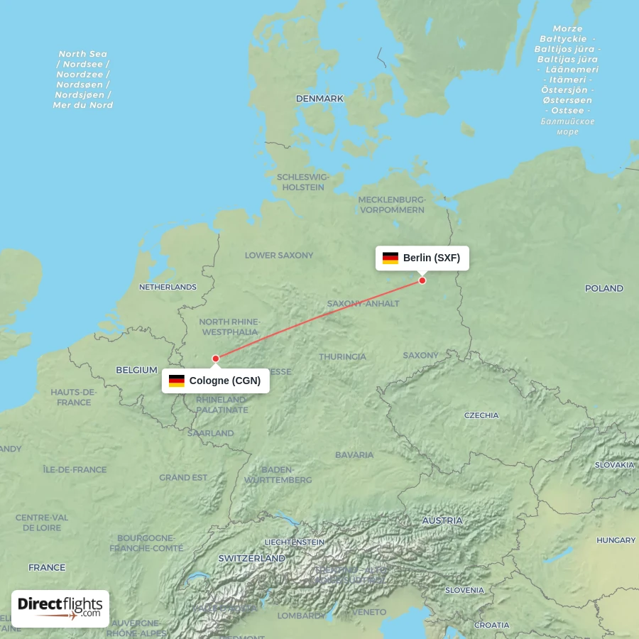SXF - CGN route map