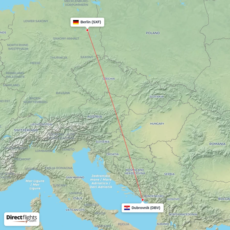 SXF - DBV route map