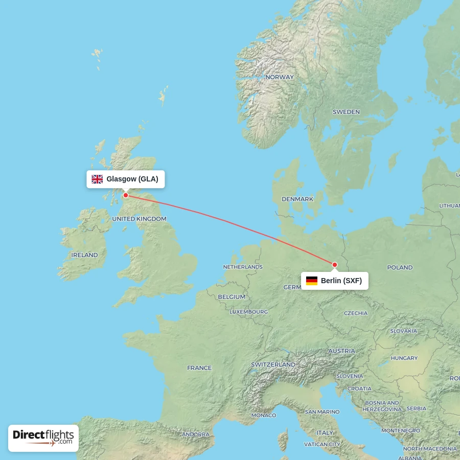 SXF - GLA route map