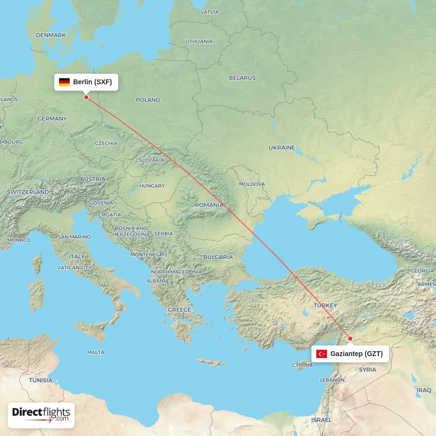 SXF - GZT route map