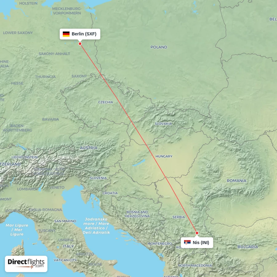 SXF - INI route map