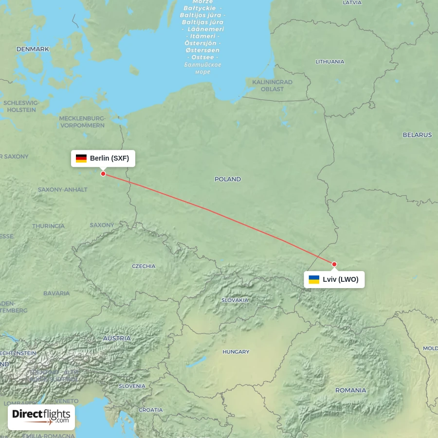 SXF - LWO route map