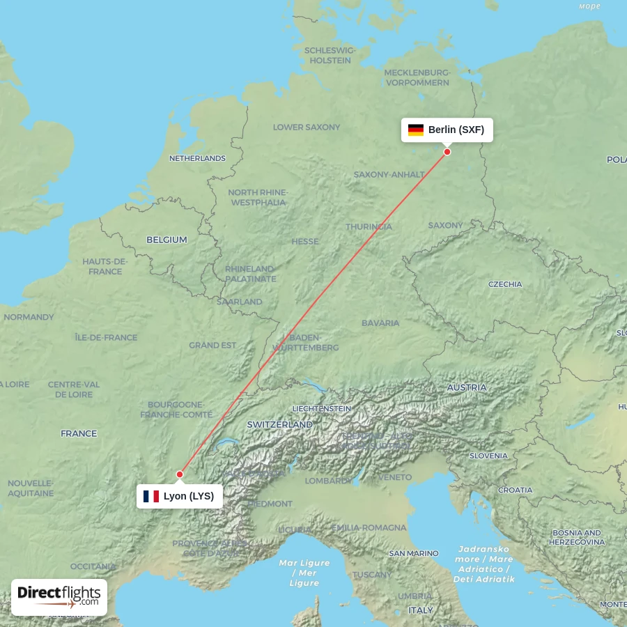 SXF - LYS route map
