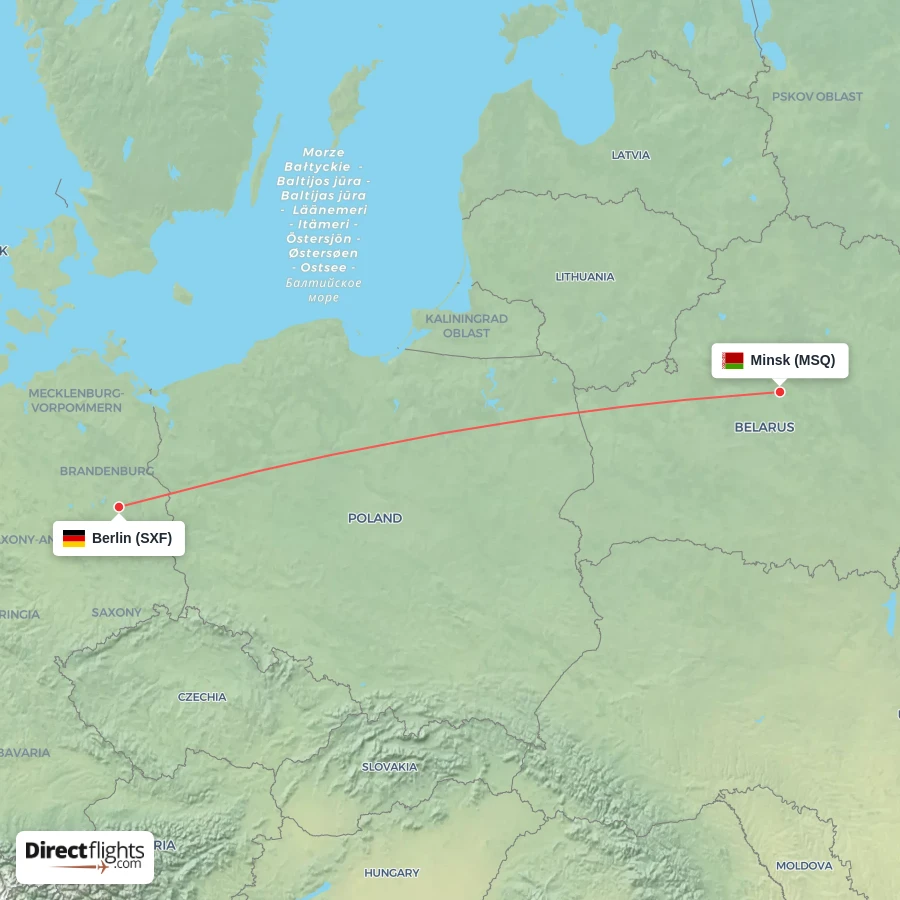 SXF - MSQ route map