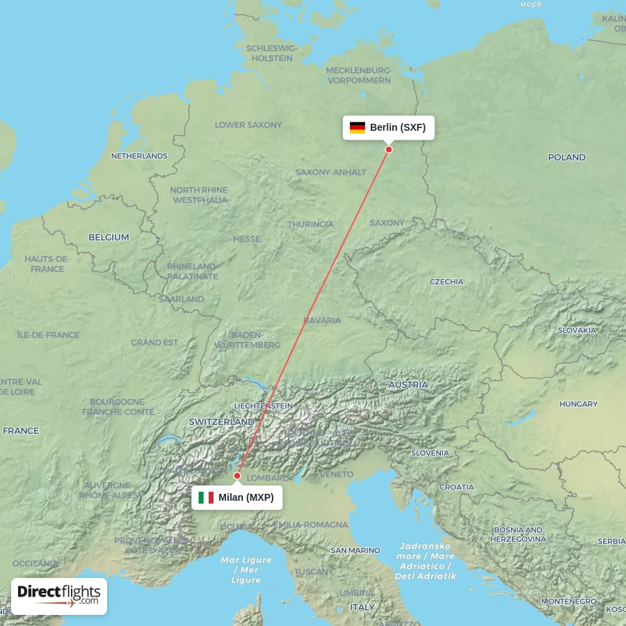 SXF - MXP route map