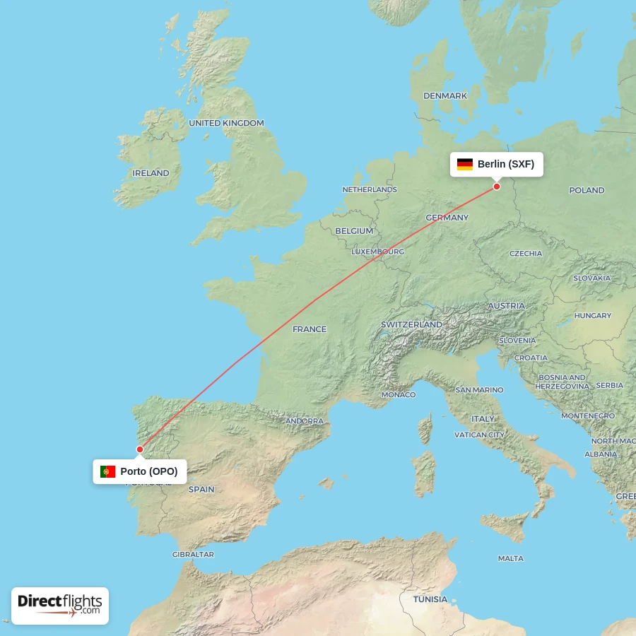 SXF - OPO route map