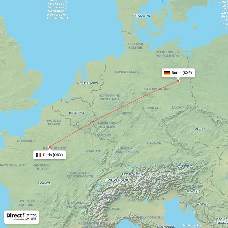 SXF - ORY route map