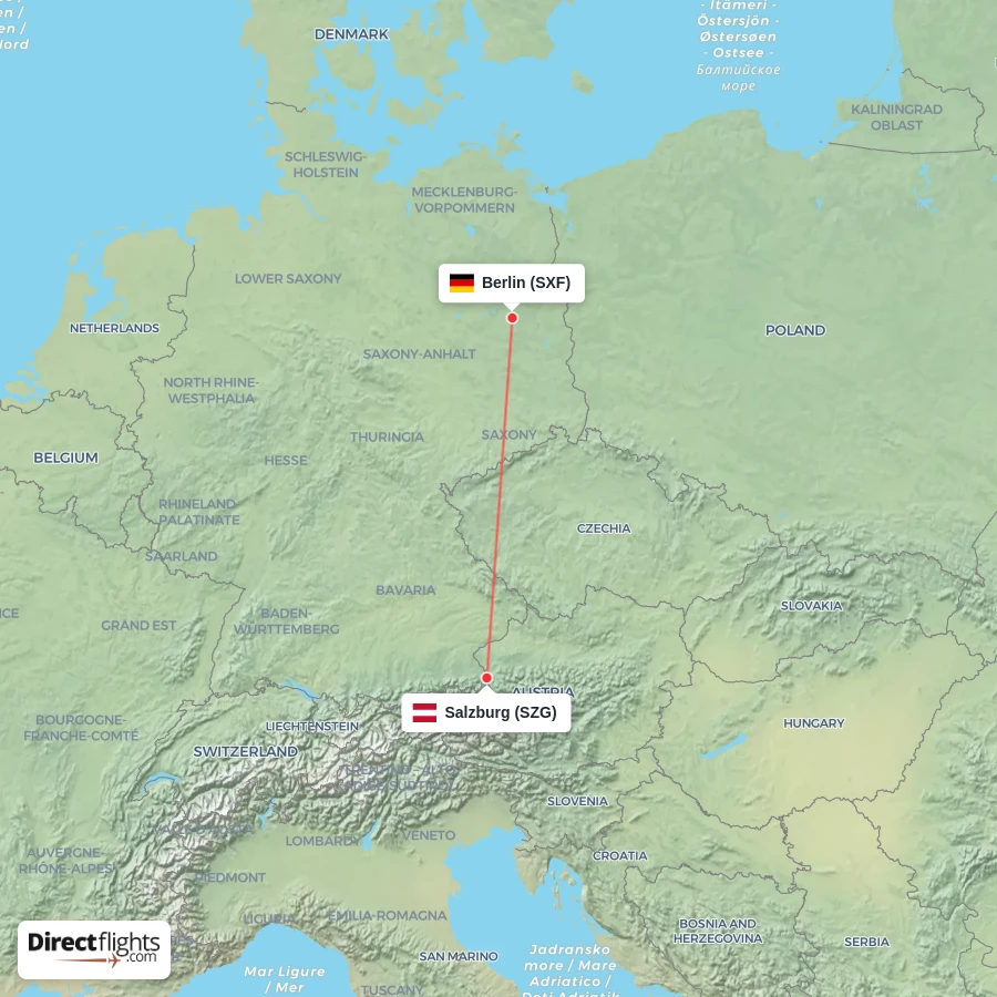 SXF - SZG route map