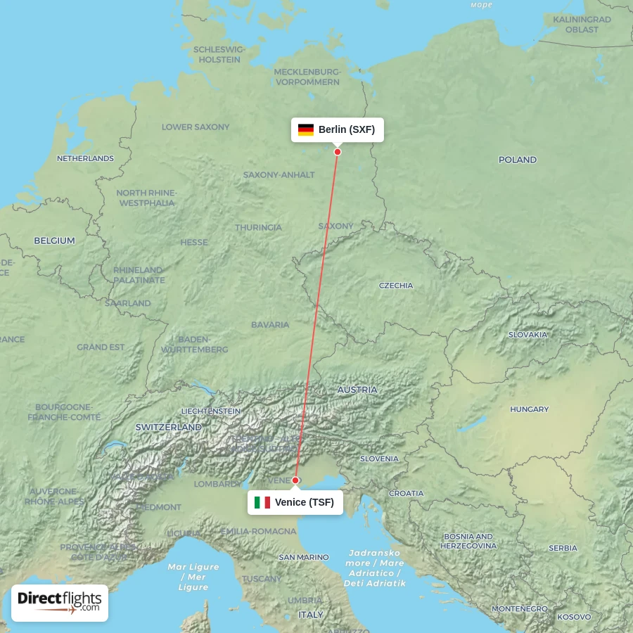 SXF - TSF route map
