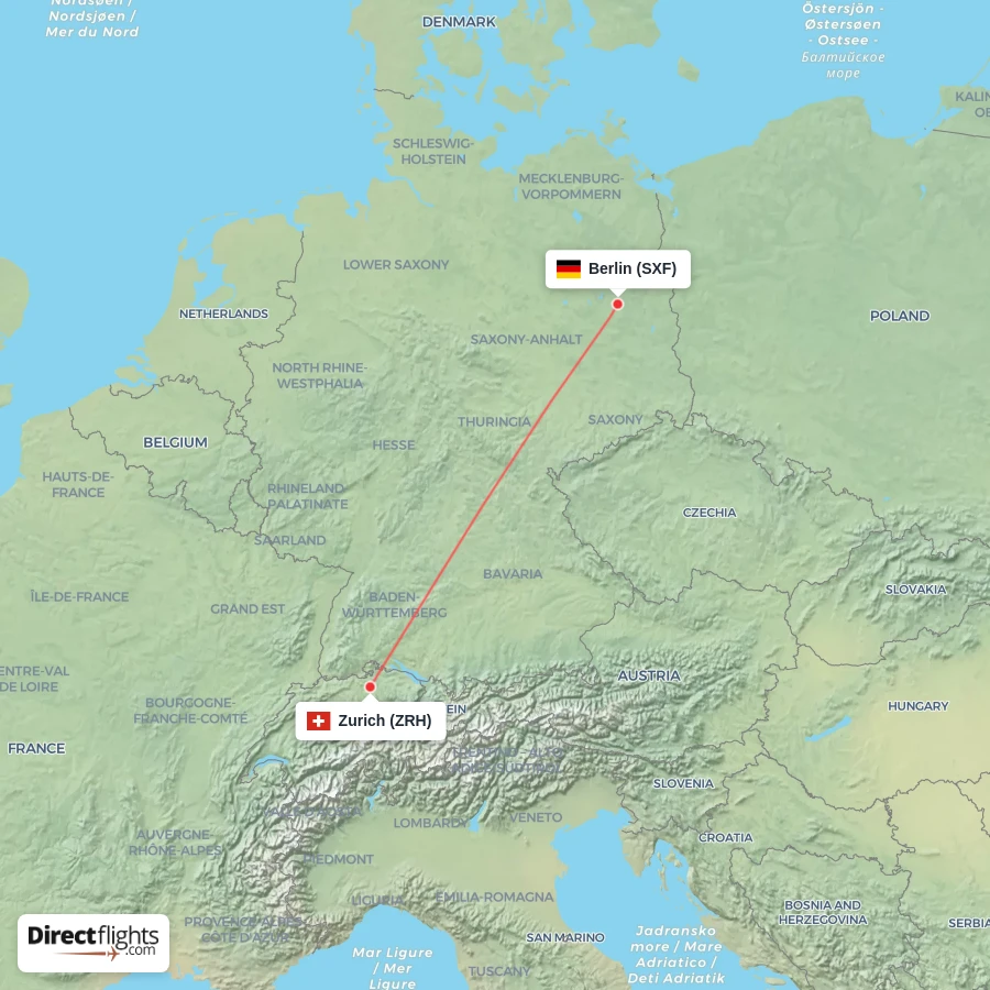 SXF - ZRH route map