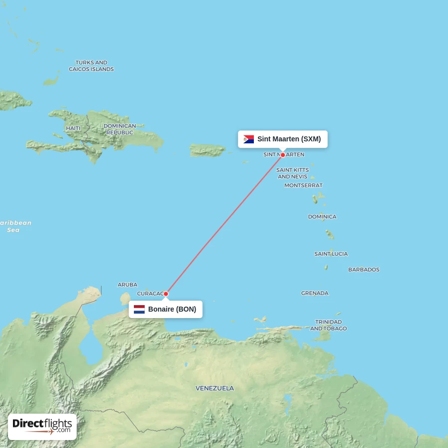 SXM - BON route map