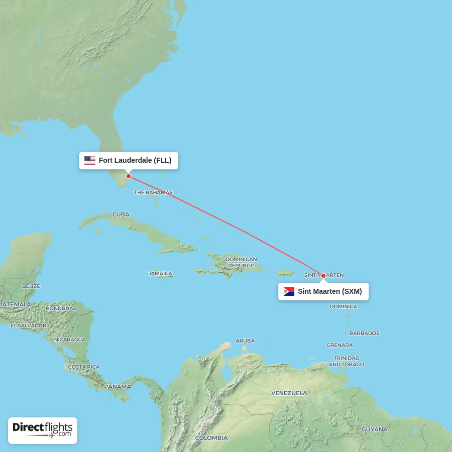 SXM - FLL route map