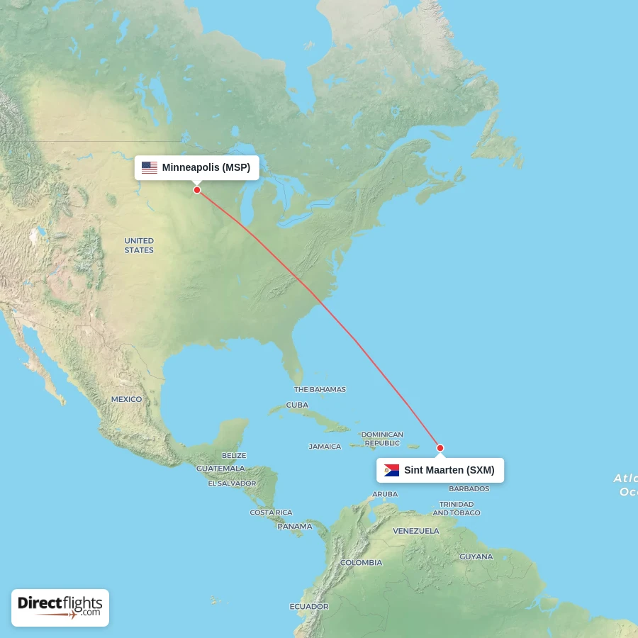SXM - MSP route map