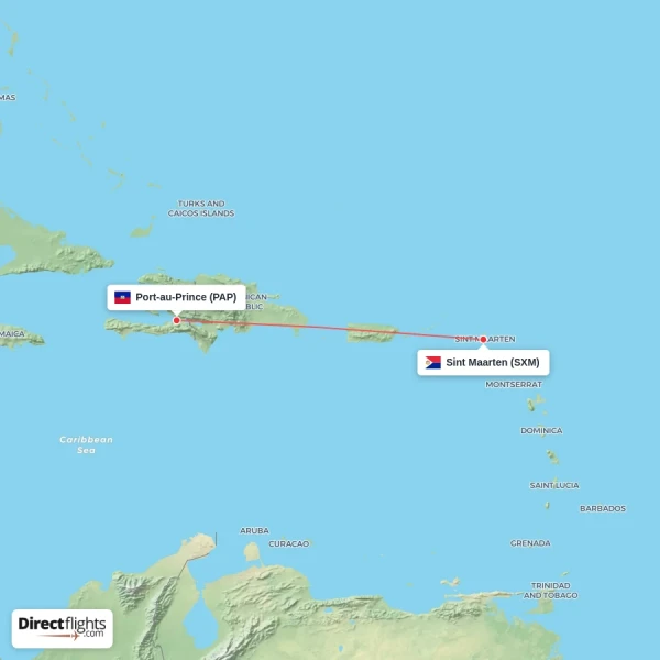 Sint Maarten - Port-au-Prince direct flight map