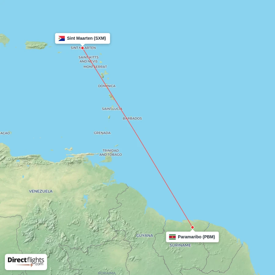 SXM - PBM route map
