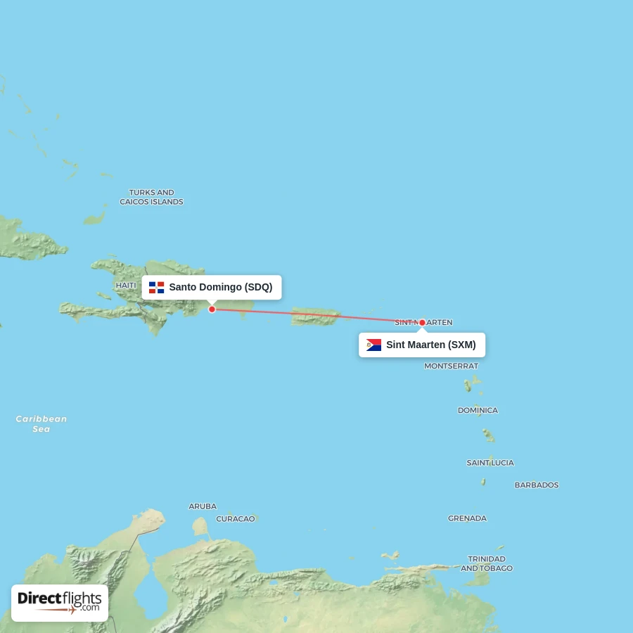 SXM - SDQ route map