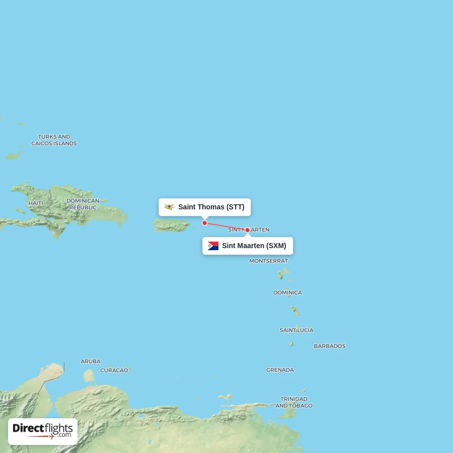 SXM - STT route map