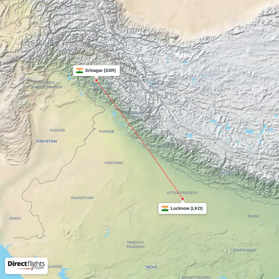SXR - LKO route map