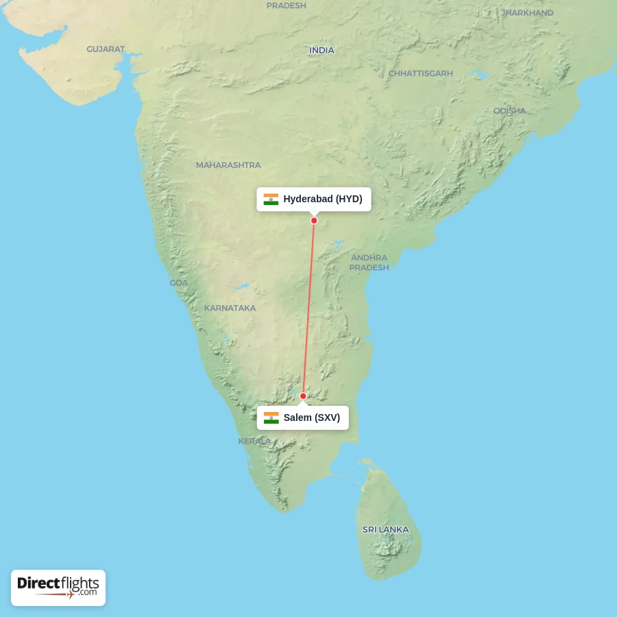 SXV - HYD route map