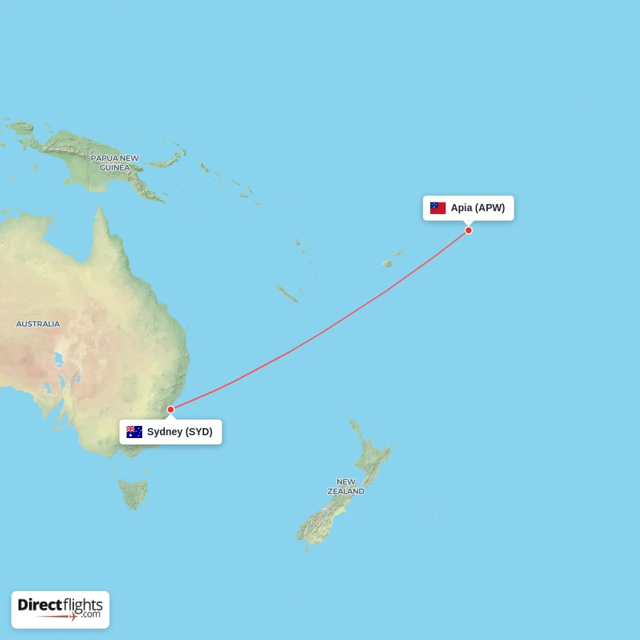 SYD - APW route map