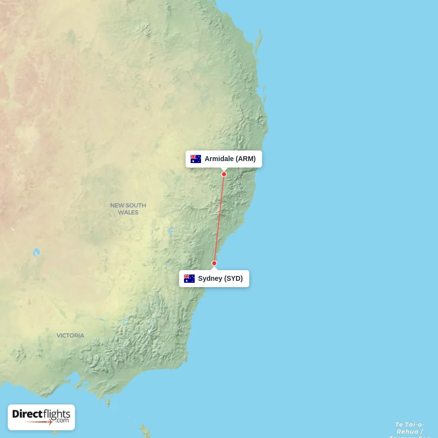 SYD - ARM route map