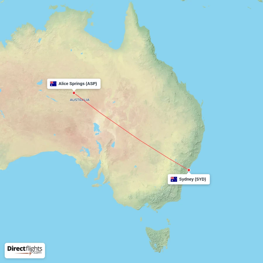SYD - ASP route map