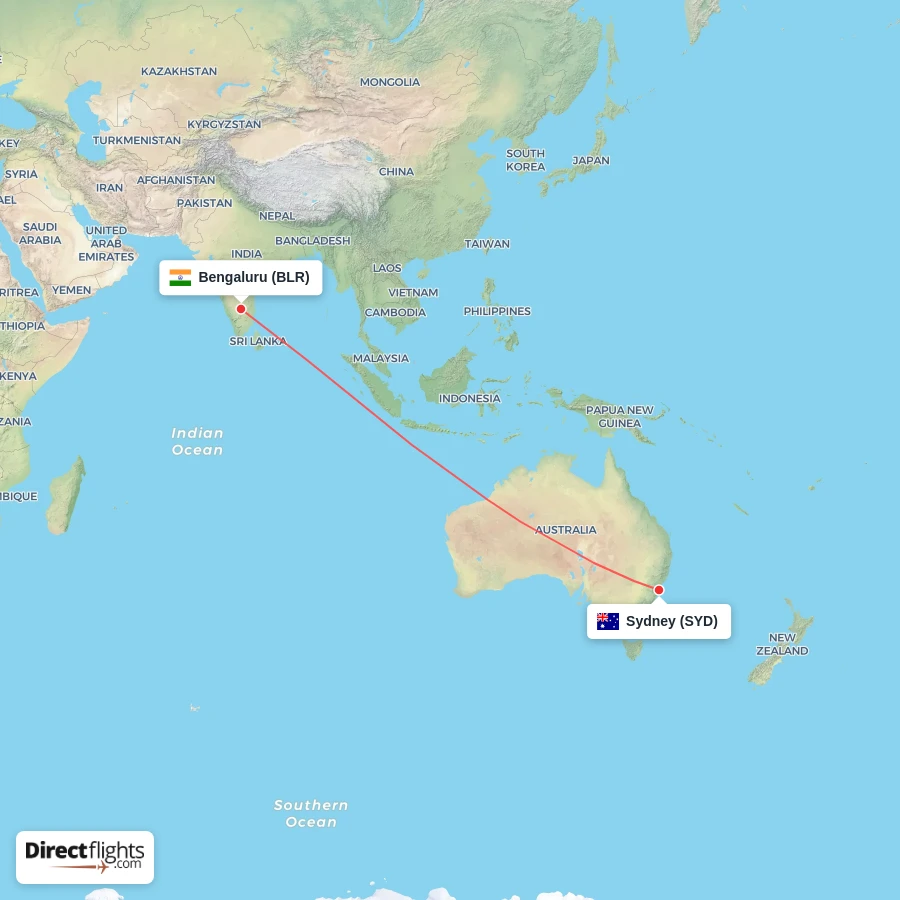 SYD - BLR route map