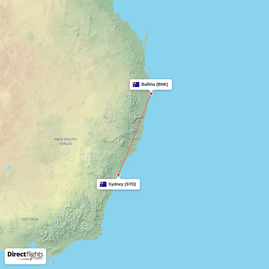 SYD - BNK route map