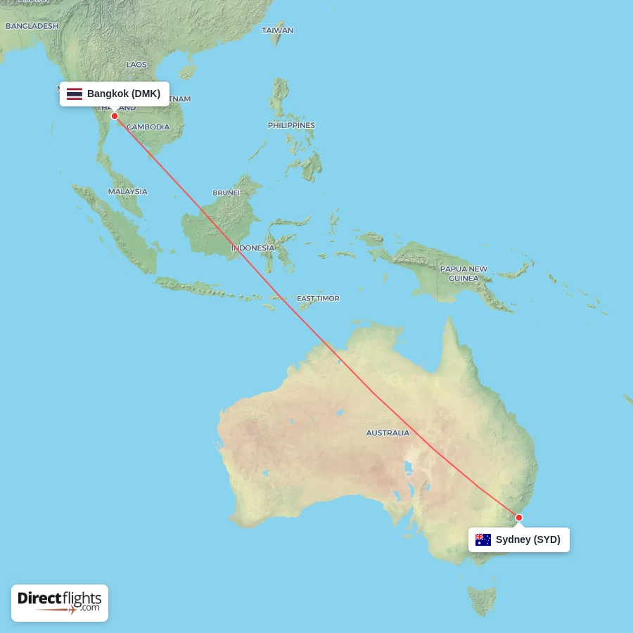 SYD - DMK route map