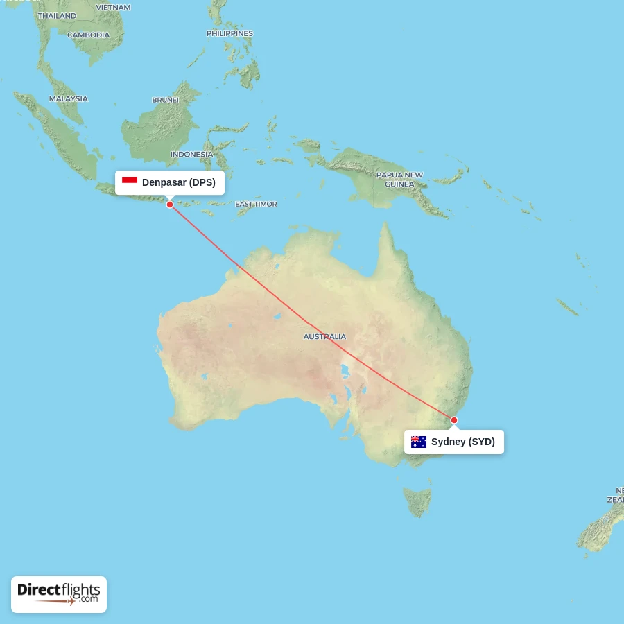 SYD - DPS route map