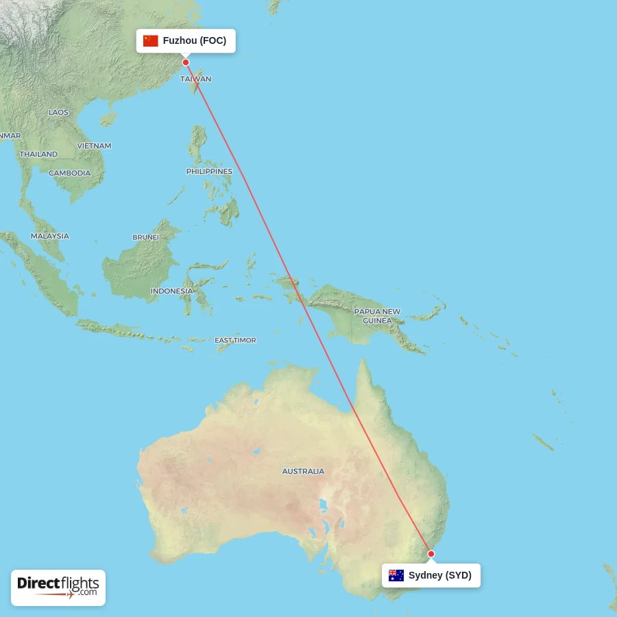 SYD - FOC route map