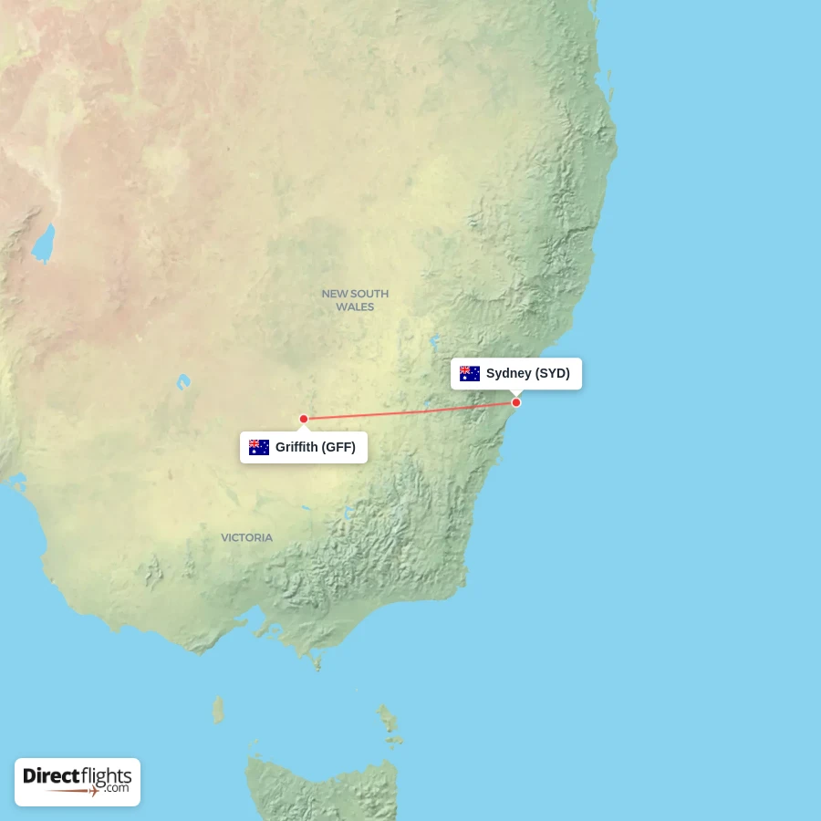 SYD - GFF route map
