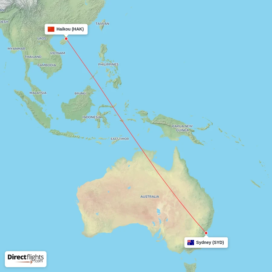 SYD - HAK route map