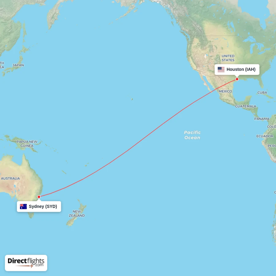 SYD - IAH route map