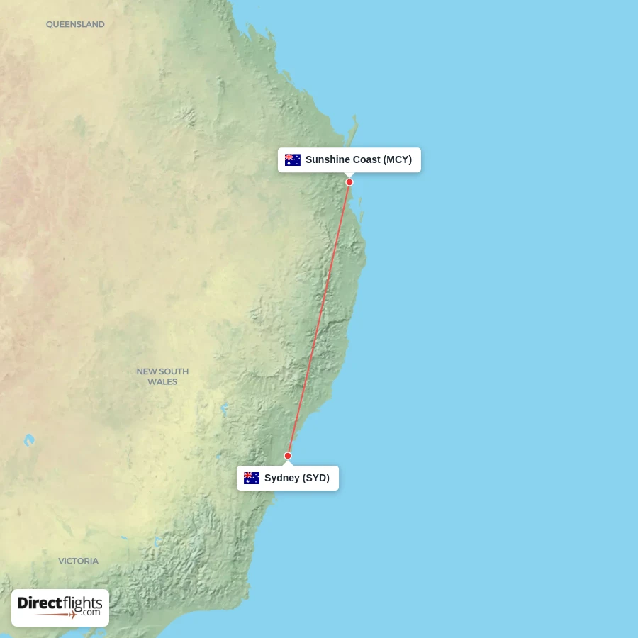 SYD - MCY route map