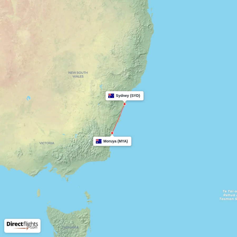 SYD - MYA route map