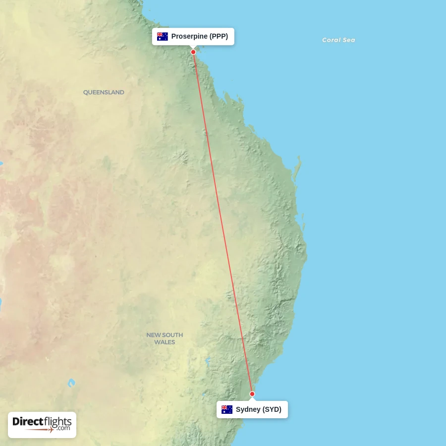 SYD - PPP route map