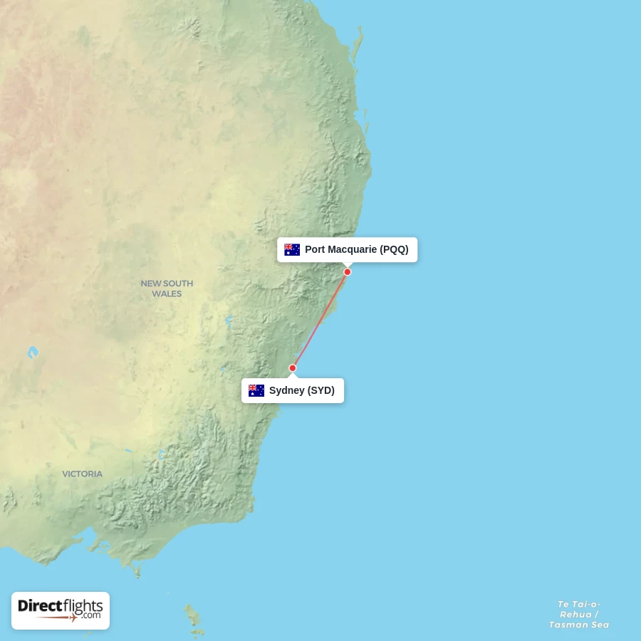 SYD - PQQ route map