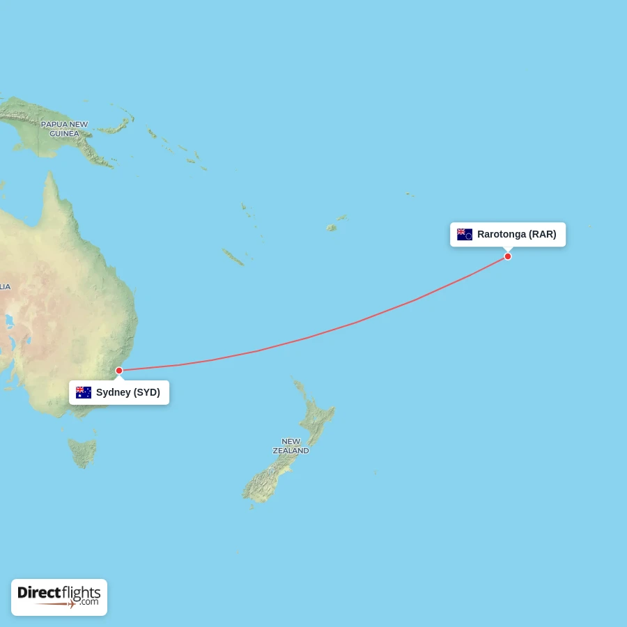 SYD - RAR route map