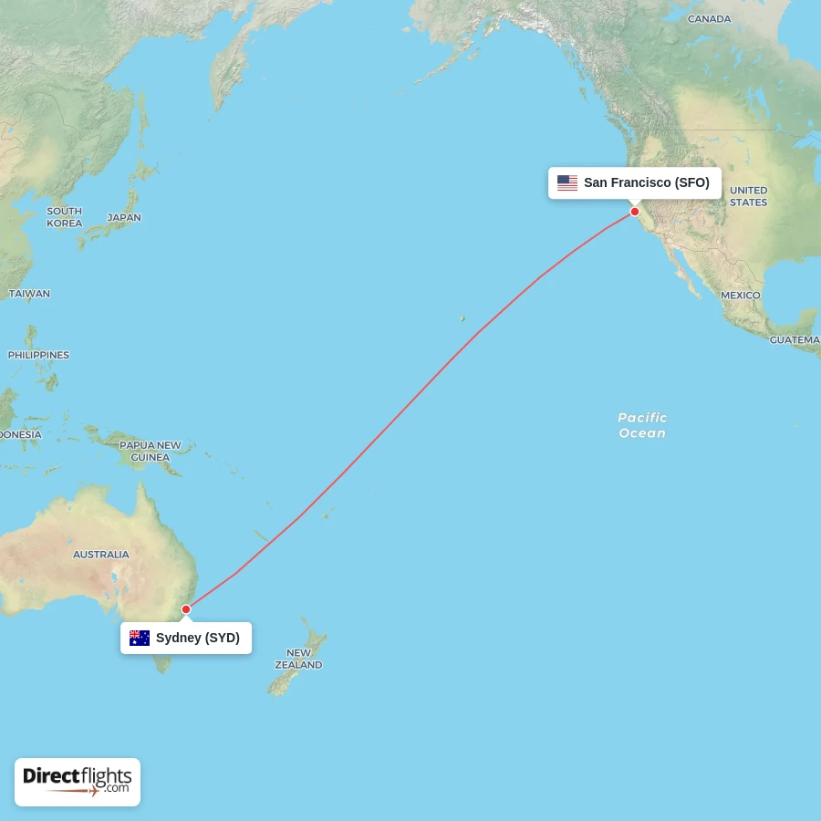 SYD - SFO route map
