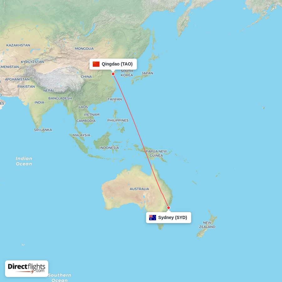 SYD - TAO route map