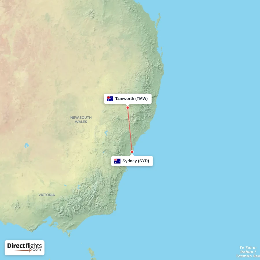 SYD - TMW route map