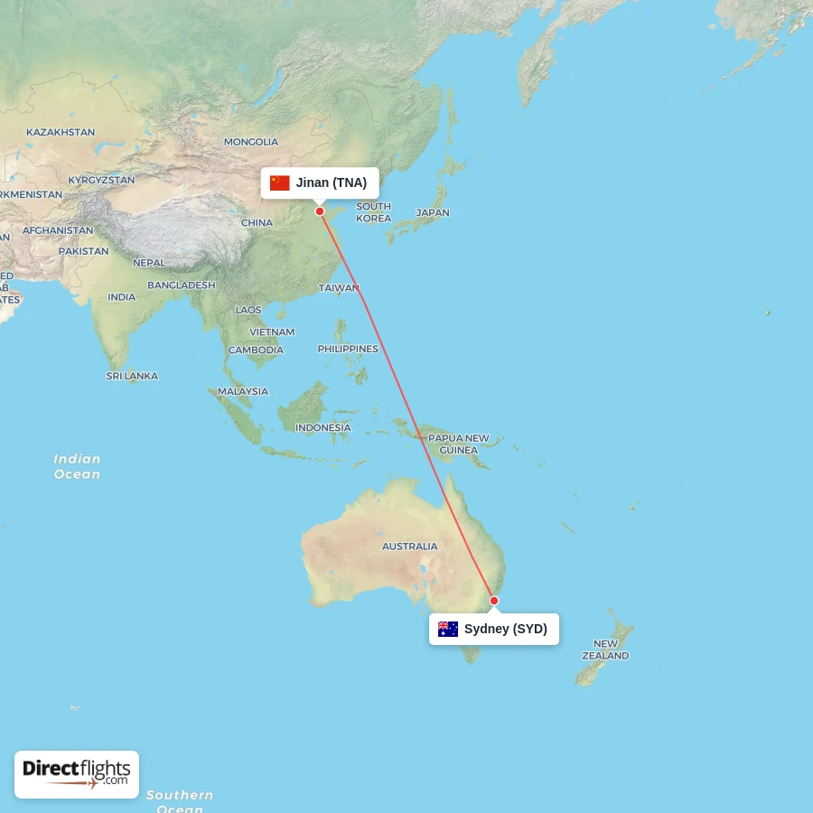 SYD - TNA route map