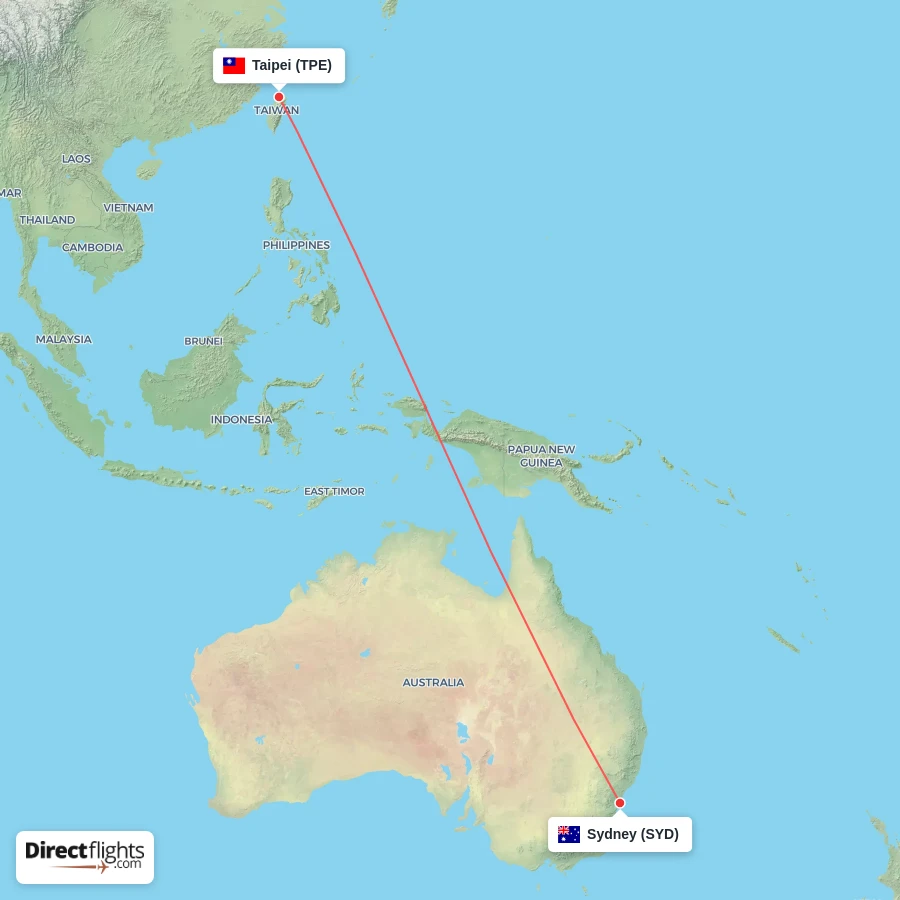 SYD - TPE route map